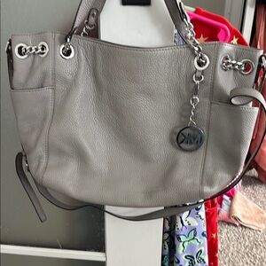 Mk Gray Leather Tote Bag